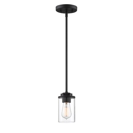 Designers Fountain Jedrek 60 Watt 1 Light Black Mini-Pendant with Clear Glass Shade 93330-BK